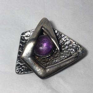 Sigi Tasco Taxco Sterling Amethyst Modernist Pin